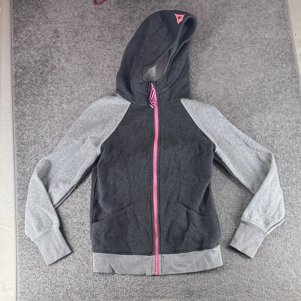 Ivivva Girls Black & Gray Hoodie with Pink Zipper